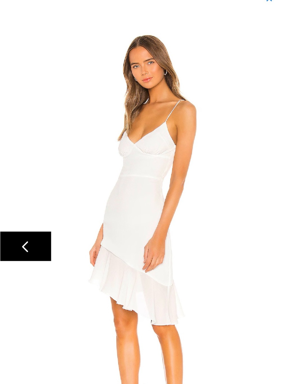superdown Cream Asymmetrical Ruffle Slip Dress